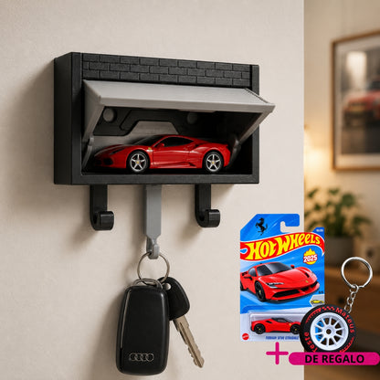 Kit MiniGaraje Porta llaves + Hot Wheels + llavero F1